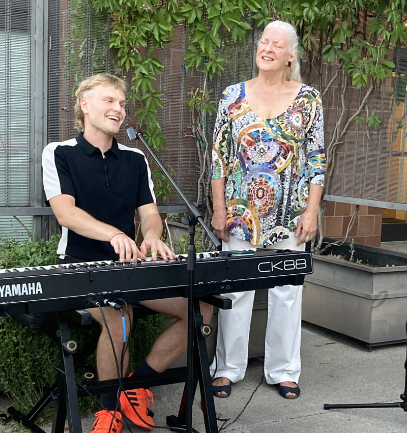Lana and Wyatt performing on terrace